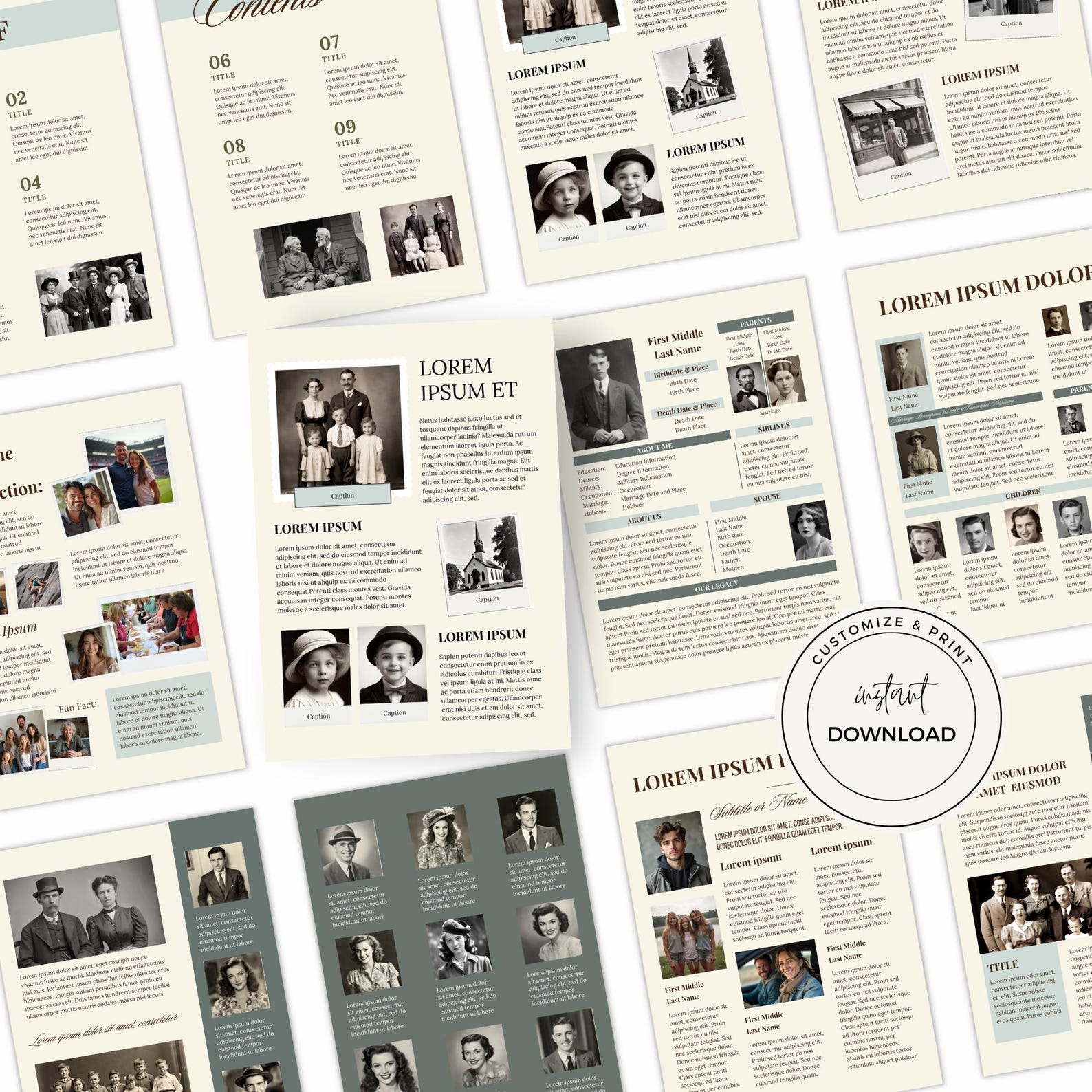 3-generation Family History Book Template for Canva | Editable ...