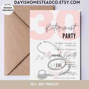 Nurse Retirement Party Invitation Template (Digital Download)