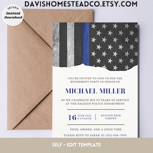 Police retirement party, retirement invitation, evite, printable, digital download