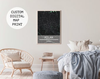Aangepaste digitale kaartafdrukken van elke stad ter wereld, gepersonaliseerde kleurenkaarten, gepersonaliseerd formaat, elke stad, elke stad, elke locatie