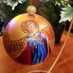 Originalkunstwerk-Wunderschöne Weihnachtsengel Dekoration-Blauer Engel mit Harfe