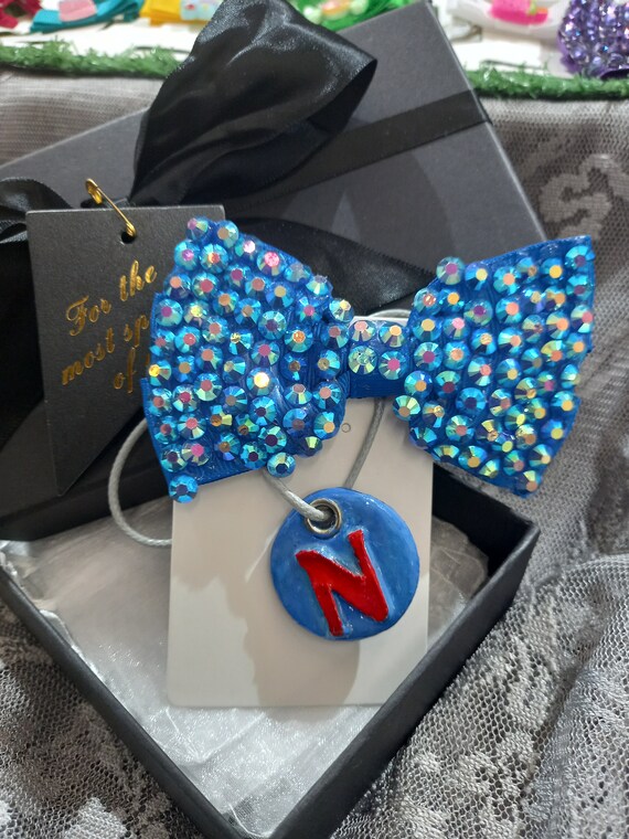 Handmade ribbon and rhinestone clip Amazon.com: Fashion Handmade Ribbon Bowknot Rhinestone Pearl  main image 4