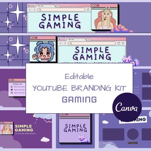 Youtube Branding Kit | Gaming | Banner, Intros and Outros | Editable Canva Templates | Gaming Channel | Channel Kit