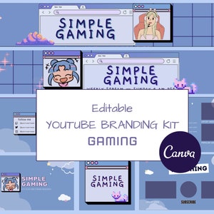 Youtube Branding Kit | Spielen | Banner, Intros und Outros | Bearbeitbare Canva-Vorlagen | Gaming Channel | Channel Kit