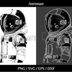 Astronaut Spaceman | NASA Space Inspired Clipart Vector Art Silhouette | Svg, Png, Eps, Dxf | Instant Download for Print Cut Cricut Design