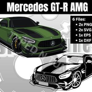Mercedes GTR AMG | Sportscar Car Clipart Vector Art Silhouette | Svg, Png, Dxf, Eps Instant Download for Print Laser Cut Cricut Design