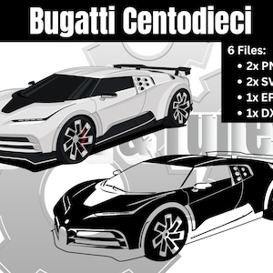 Bugatti Centodieci | Supercar Hypercar Clipart Vector Art Silhouette | Svg, Png, Dxf, Eps Instant Download for Print Cut Cricut Design