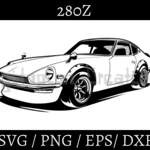 280Z Car Inspired Clipart Vector Art Silhouette | Svg, Png, Dxf, Eps Instant Download for Print Cut Cricut Design