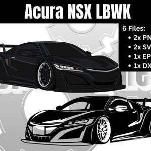 Acura NSX Liberty Caminhada | JDM carro clipart silhueta de arte vetorial | Cores personalizadas Svg, Png, Eps Download instantâneo para impressão e corte Cricut Design