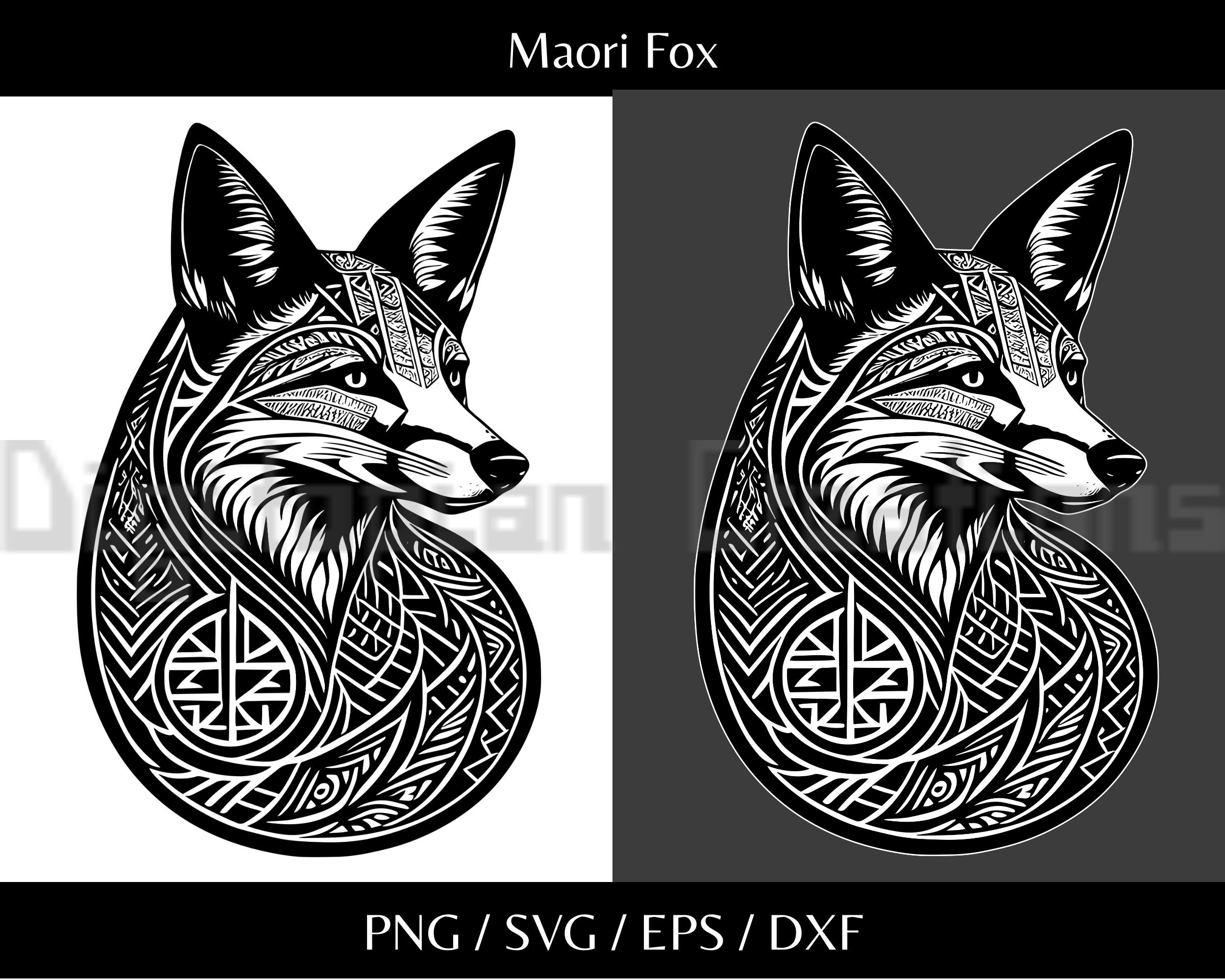 Maori Fox Native Fox Tattoo Animal Clipart Vector Art Silhouette Svg