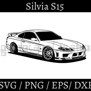 Silvia S15 carro inspirado clipart silhueta de arte vetorial | Svg, Png, Dxf, Eps Download instantâneo para impressão e corte Cricut Design