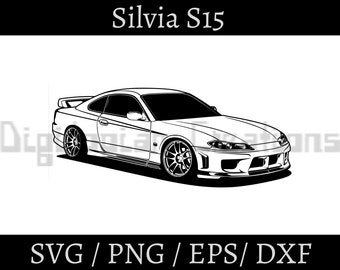 Silvia S15 Car Inspired Clipart Vector Art Silhouette | Svg, Png, Dxf, Eps Instant Download for Print Cut Cricut Design