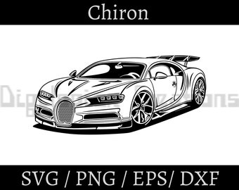 Bugatti Chiron Car Inspired Clipart Vector Art Silhouette | Svg, Png, Dxf, Eps Instant Download for Print Cut Cricut Design