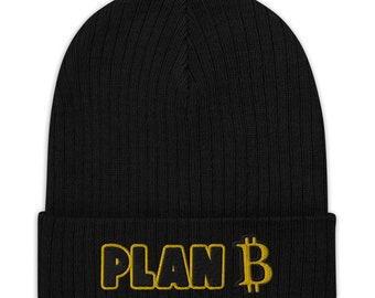 Plan B, Bitcoin Beanie | BTC Cryptocurrency Logo Embroidered Beanie, Bitcoin Hat for Crypto Traders, Altcoin and Blockchain Enthusiasts