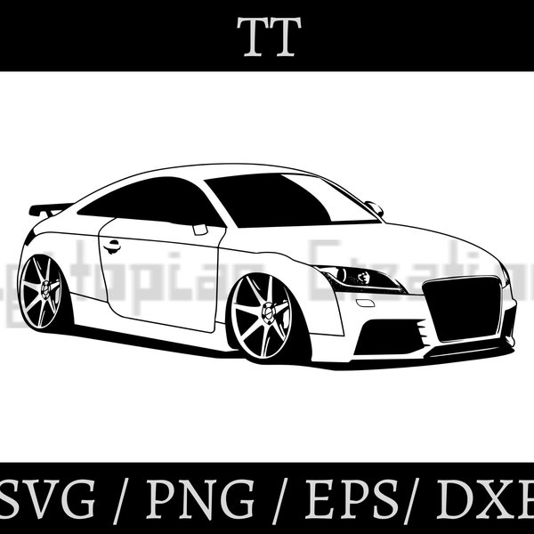 Audi TT Auto inspiriert Clipart Vektorgrafiken Silhouette | 3x Variationen, SVG, Png, Dxf, Eps Instant Download für Print Cut Cricut Design