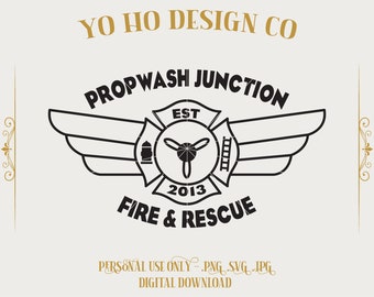 Propwash Fire and Rescue Design: Grafik för vintageflygplan (digital nedladdning)