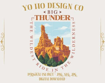 Big Thunder Vintage Parks Graphic: PNG, SVG, JPG (Digital Download)