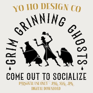 Grimmige grijnzende geesten - Haunted Mansion - Vintage Parks - PNG - SVG - JPG - digitale download - geïnspireerd ontwerp - shirt digitaal