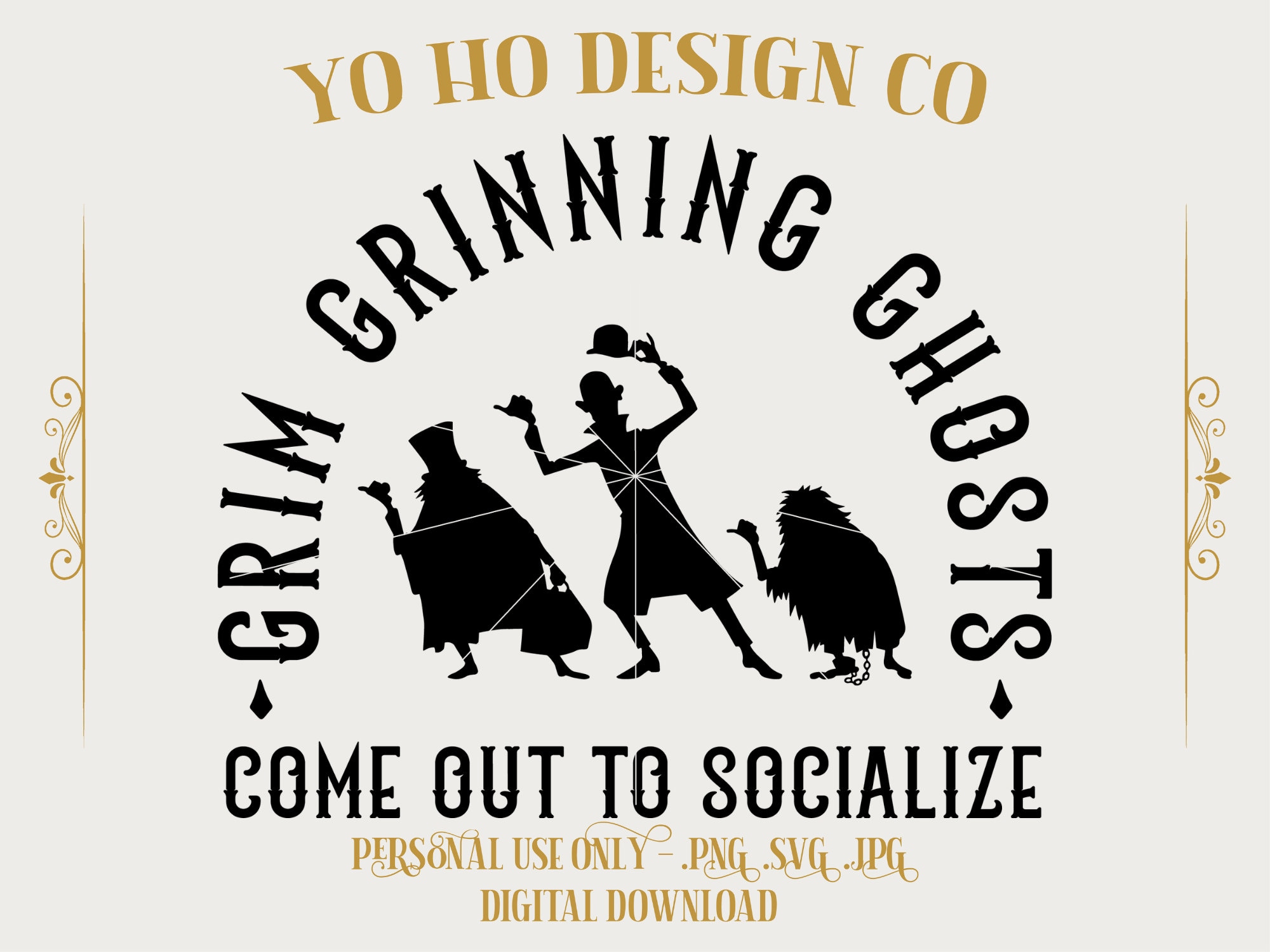 Grim Grinning Ghosts Haunted Mansion Vintage Parks PNG Etsy