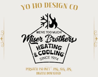Miser Brothers verwarming en koeling Retro kerst grappig SVG PNG JPG | Feestelijk retro gesneden bestand