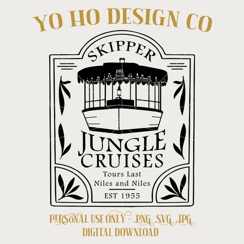 Skipper Jungle Cruises - Vintage Parks - PNG - SVG - JPG - Digital Download - Inspired Design - Shirt Digital
