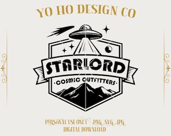 Star Lord geïnspireerd Retro Space SVG | Kosmisch badge gesneden bestand