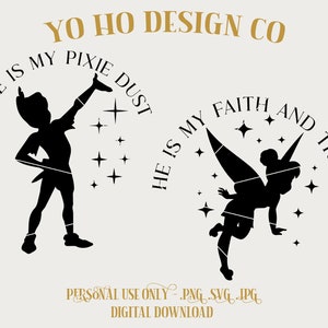 Peter pan - Tinker - Coppie - parchi d'epoca - PNG - SVG - JPG - Download digitale - Design ispirato - Maglietta digitale