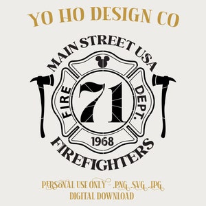 Brandweerman - brandweerkazerne - hoofdstraat - vintage parken - PNG - SVG - JPG - digitale download - geïnspireerd ontwerp - shirt digitaal