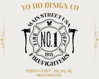 Firefighter Main Street Design: Vintage Fire Station Graphic (Digital Download)