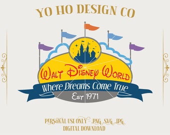 Retro Walt World-bord: Florida Magic Parks-ontwerp (digitale download)