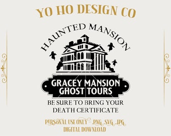 Haunted Mansion PNG SVG JPG: Gracey Mansion Inspired Design (Digital Download)