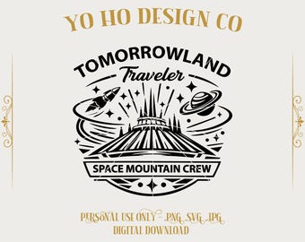 Space Mountain SVG Tomorrowland Rocket Retro Disney Ride shirt Cricut Cut-bestand