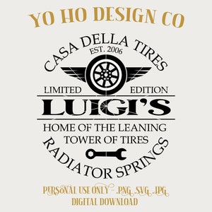 Luigi&#39;s Tire Tower - Cars Movie - Vintage Inspired Design (Digital Download)