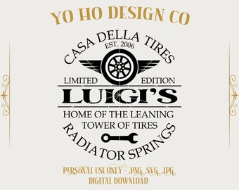 Luigi's Tire Tower - Cars Movie - Vintage Inspired Design (Digital Download)