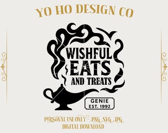 Genie van de lamp Wishful Eats SVG PNG | Op magische lamp geïnspireerd gesneden bestand (digitale download)