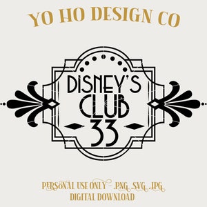 Exclusive Club - 33 - Art Deco Design - Subtile Parks - PNG - SVG - JPG - Digital Download - Inspiriertes Design - Shirt Digital