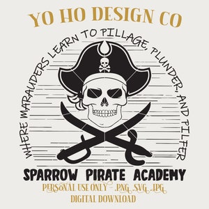 Piraten - Sparrow Piratenschule - Capitan - Plünderung - Vintage Parks - PNG - SVG - JPG - Digital Download - Inspiriertes Design - Shirt Digital