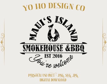 Mauis demi god Smokehouse barbecue SVG PNG | Eiland BBQ-geïnspireerd gesneden bestand | Grappige grill