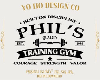Hercules Phil Hero Vintage Gym Logo, Fitness Barbell, Bodybuilding, Personal Trainer, Cricut Cut File