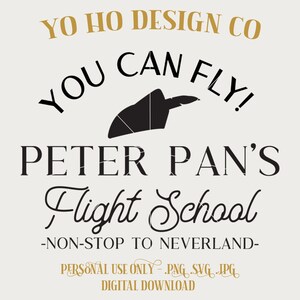 Escola de vôo de Peter - Você pode voar - PNG - SVG - JPG - Download digital - Design inspirado - Camisa digital