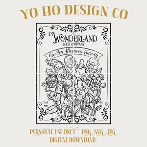 Wonderland Seed Company - Golden Afternoon Variety - Vintage Parks - PNG - SVG - JPG - Digital Download - Inspiriertes Design - Shirt Digital