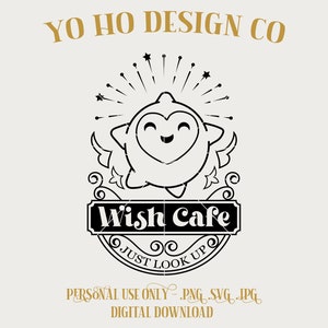 Wunschstern Wunschcafe Stern Licht heller Nachtaufkleber Hemdkindspiel PNG - SVG - JPG - Digital Download - Inspiriertes Design - Shirt Digital