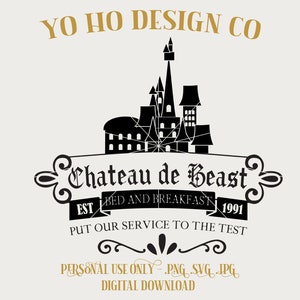 Bed and Breakfast Chateau de Beast - La Bella y la Bestia - Camiseta - PNG - SVG - JPG - Descarga digital - Diseño inspirado - Camiseta digital