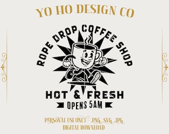 Rope Drop Coffee Shop SVG: Disney Park Morning-ontwerp (digitale download)