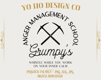 Grumpy's Anger Management School Snow white: PNG SVG JPG Digital Download