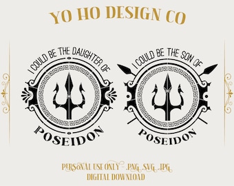 Percy Jackson Obóz Herosów - Córka/Syn Posejdona - PNG SVG JPG (Pobieranie cyfrowe)