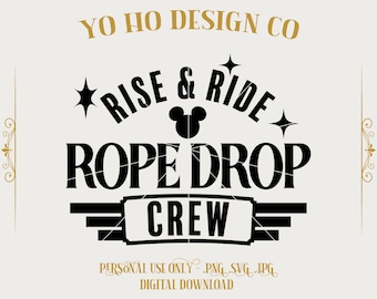Rope Drop Crew SVG | Ontwerp met vroege toegang themapark | Eerste in de rij vakantiegesneden bestand | Ride All Day SVG voor Cricut Silhouette