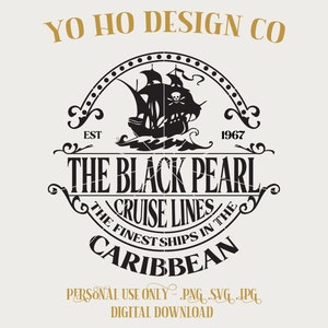 Pirates Caribbean Shirt: Black Pearl Cruise Lines Design (Digital Download)