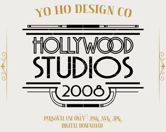 Hollywood Studios Retro Design (PNG, SVG, JPG Digital Download)