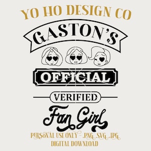 La Bella y la Bestia - Gaston Fan Girls - club de fans - Vintage - camisa - PNG - SVG - JPG - Descarga Digital - Diseño Inspirado - Camisa Digital
